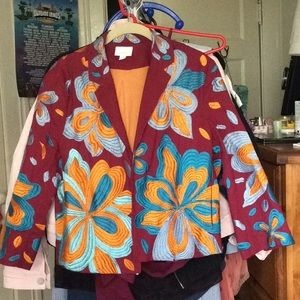 Anthropologie embroidered blazer